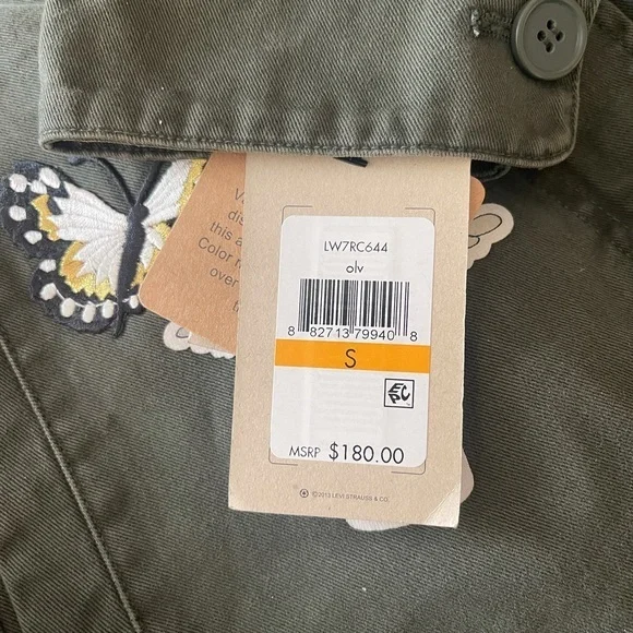 Levi’s Women's Army Olive Green‎ 4 Pocket Patched Shirt Jacket Small (LW7RC644) - Picture 8 of 8